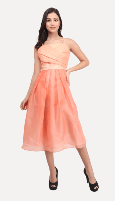 Women’s A-line Polyester Western Peach Dress