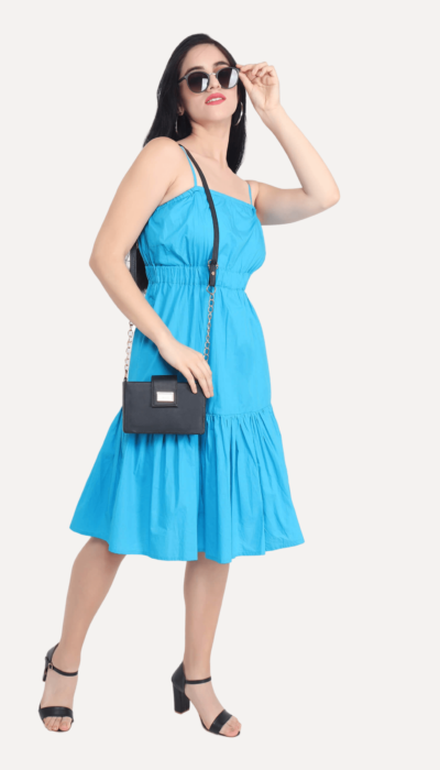 Blue Sleek Strap Dress