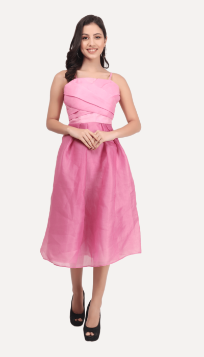 Women’s A-line Polyester Western Pink Dress