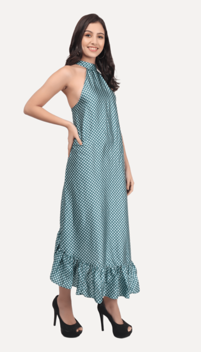 Polka Frill Green Dress