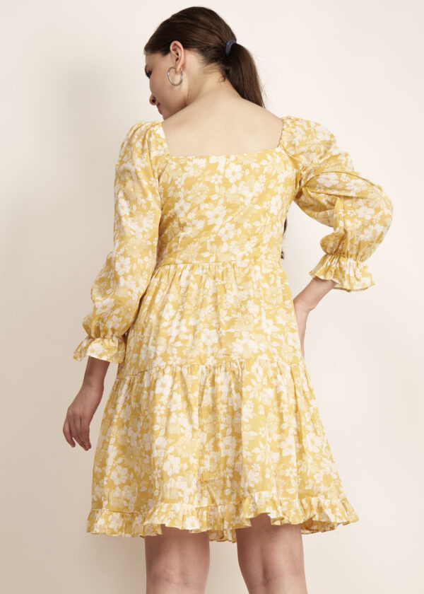 Women Yellow Cotton Printed Dress - Audrape_1