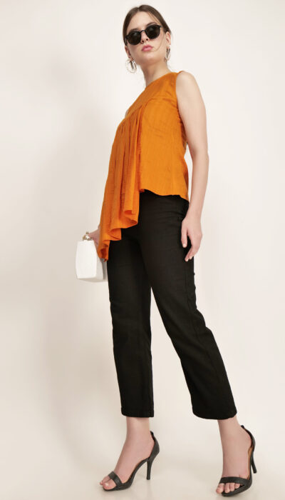 Spicy Orange Front Fringed Top