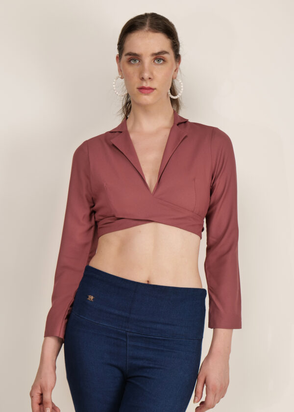 Crop Tie-Up Blush Pink Top - Audrape_5