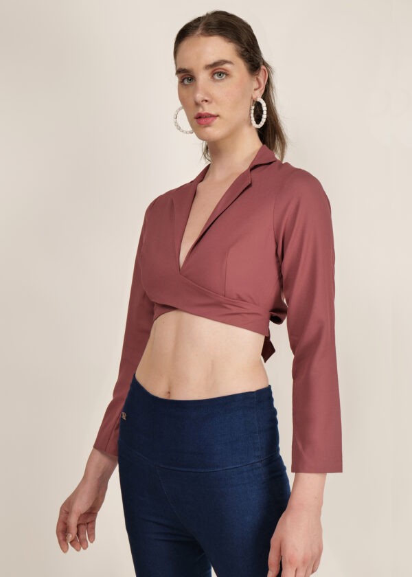 Crop Tie-Up Blush Pink Top - Audrape_4